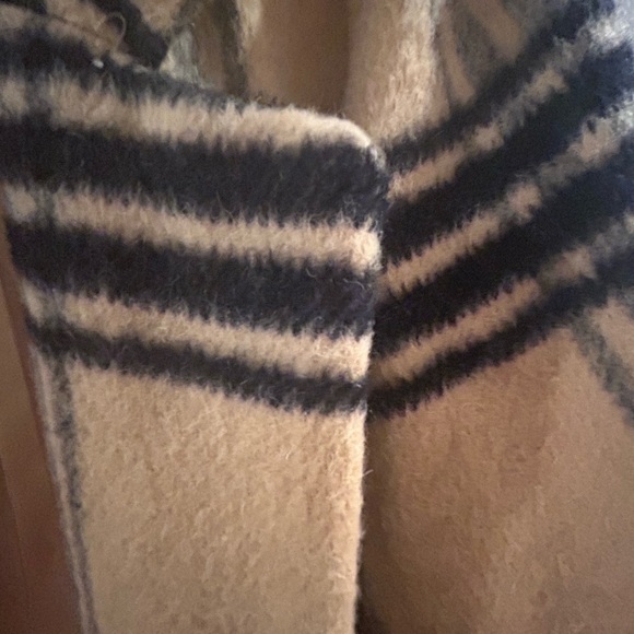 Lulus Camel and Black plaid pea coat - Picture 3 of 4